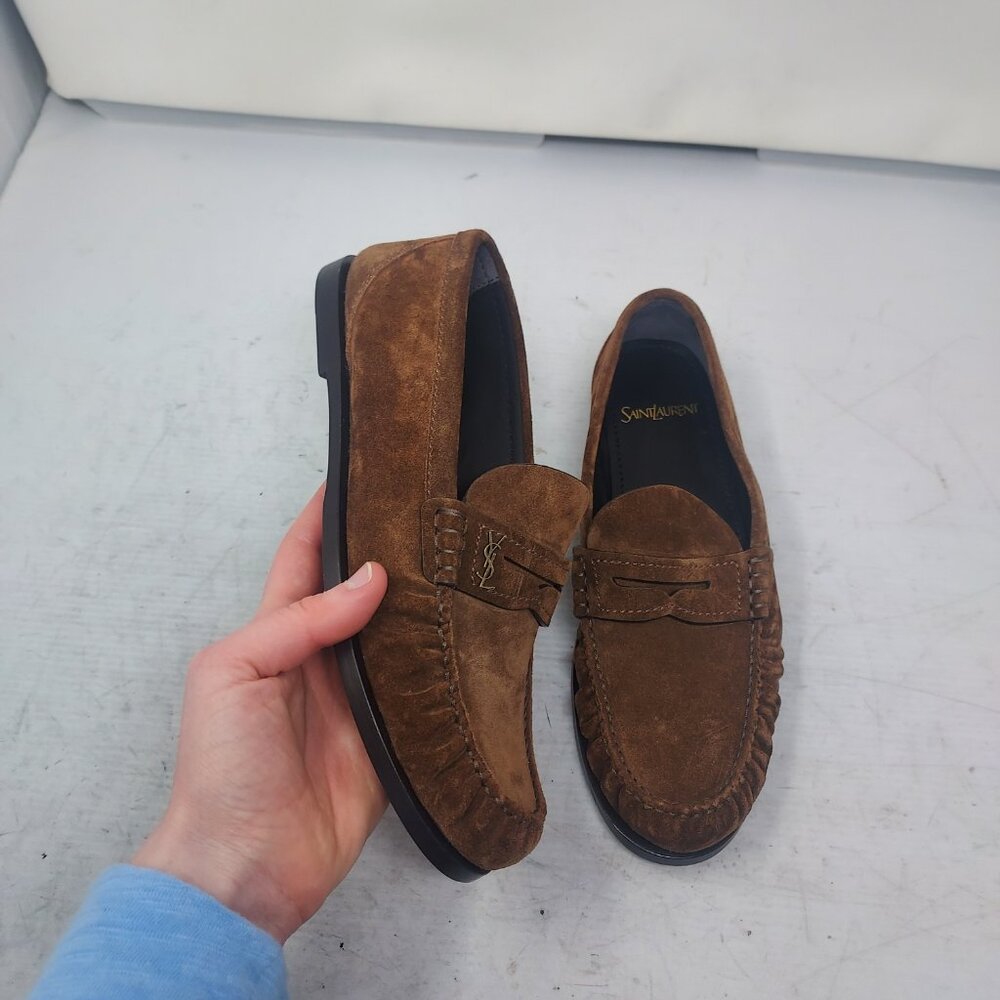 Saint Laurent Brown Suede Loafers - Picture 3 of 12